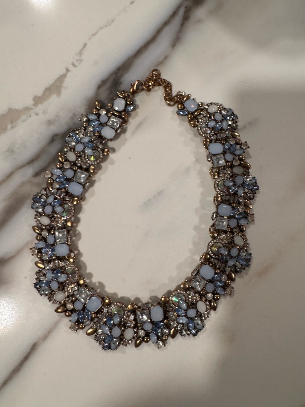Crystal Cluster Statement Necklace in Pale Blue and White - lot of 4 necklaces